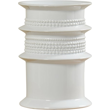 Cylindrical White Ceramic Vase