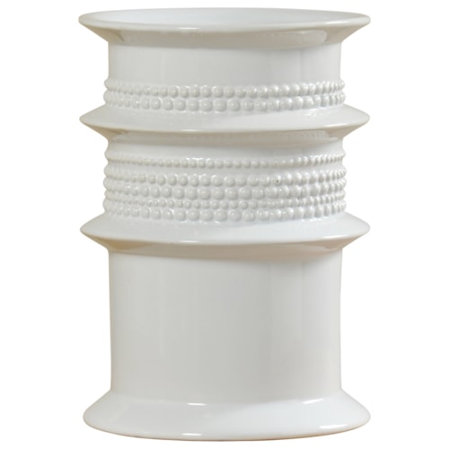 Cylindrical White Ceramic Vase
