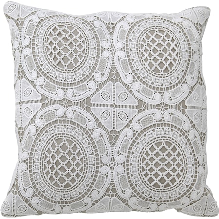 Gray/White Laced Accent Pillow