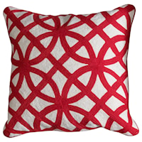 Patterned Red and White Accent Pillow