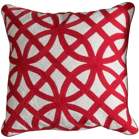 Patterned Red and White Accent Pillow