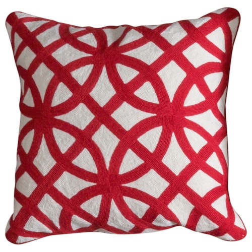 Patterned Red and White Accent Pillow
