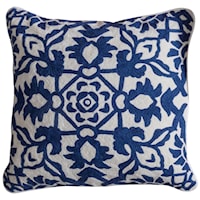Patterned Blue and White Accent Pillow