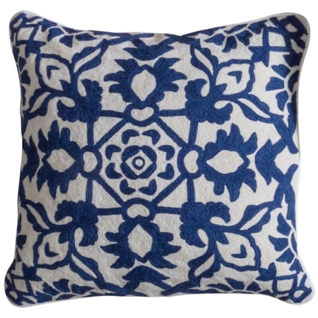 Blue and White Accent Pillow