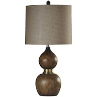 Wood Molded Table Lamp with Antique Brass
