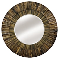 Round Wall Mirror with Layered Natural Wood 