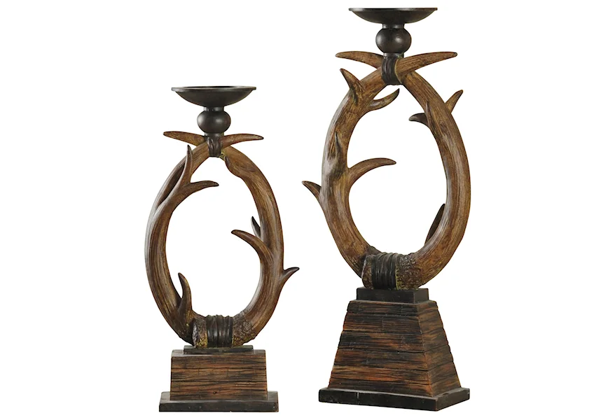 Accessories Set of Two Antler Candle Holders by StyleCraft at Weinberger's Furniture