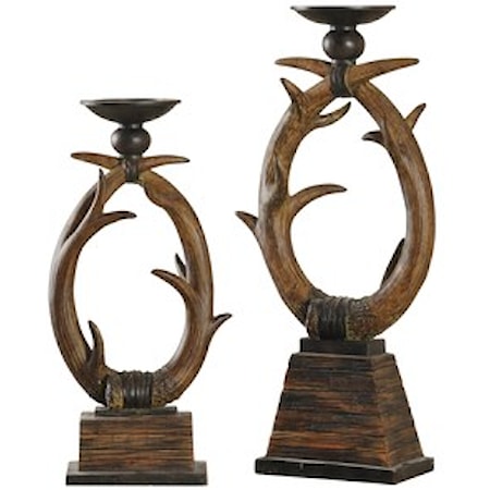 Set of Two Antler Candle Holders