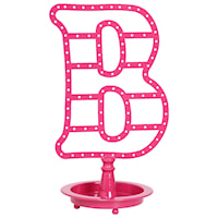 Pink "B" Metal Table Top Jewelry Holder