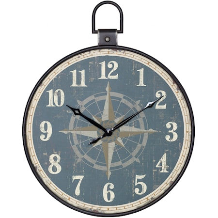 Aged Pocket Watch Style Wall Clock