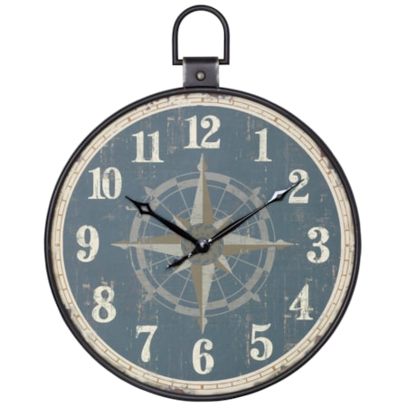 Aged Pocket Watch Style Wall Clock