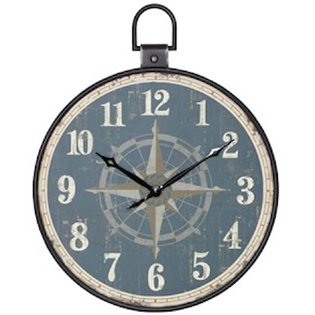 Aged Pocket Watch Style Wall Clock