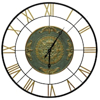 Metal Wall Clock with Black Iron Frame