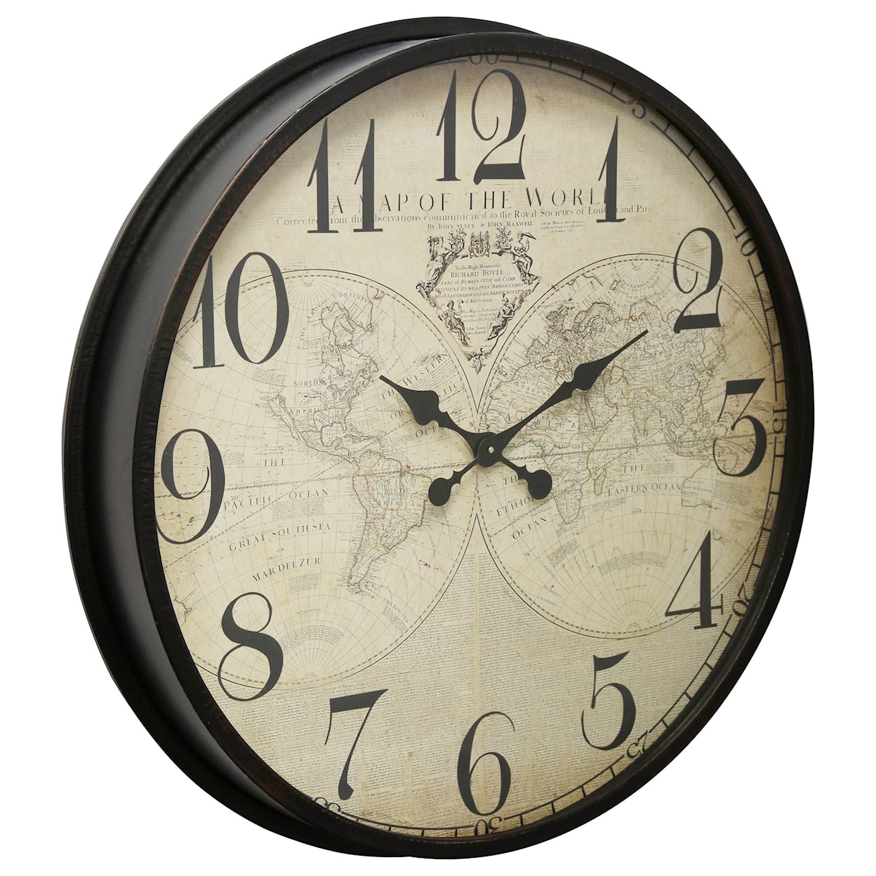 StyleCraft Clocks Black Wall Clock With Map Face