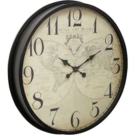 Black Wall Clock With Map Face