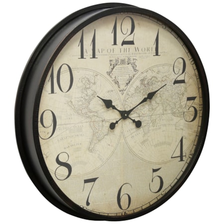 Black Wall Clock With Map Face