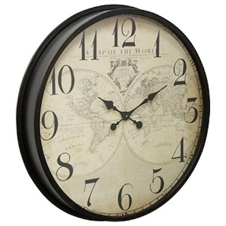 Black Wall Clock With Map Face