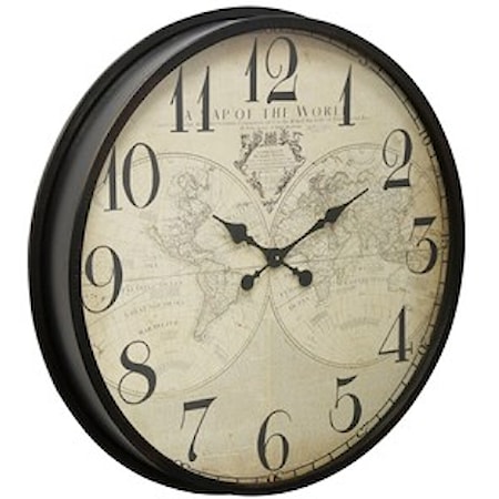Black Wall Clock With Map Face