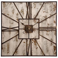 Rustic Metal and Wood Wall Clock