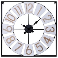 Black & White Wooden Clock Framed in Metal Box