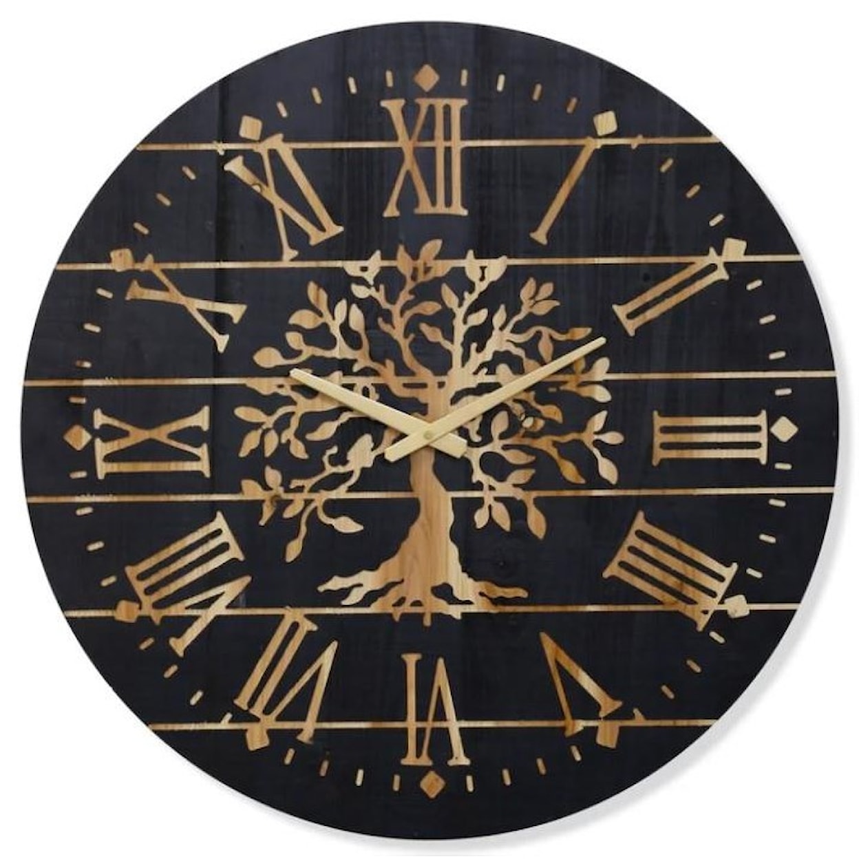 StyleCraft Clocks Charcoal & Gold Wooden Wall Clock