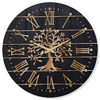 24" Charcoal & Gold Wooden Wall Clock