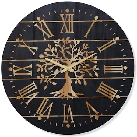 Charcoal & Gold Wooden Wall Clock