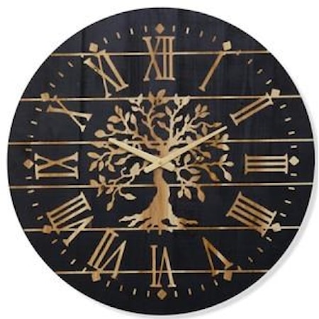 Charcoal &amp; Gold Wooden Wall Clock