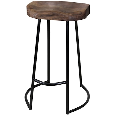 Gavin Industrial Style Counter Height Stool with Solid Acacia Wood Set