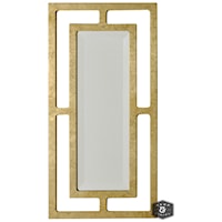Double-Framed Beveled Mirror with Gold Finish