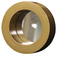 Gold Port Hole Mirror with Wood Frame
