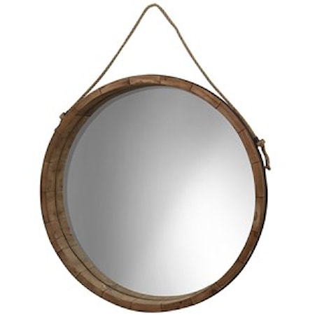Round Wood Barrel Mirror