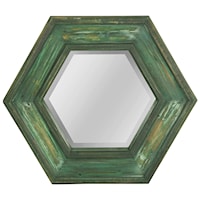 Green Hexagonal Wood Wall Mirror