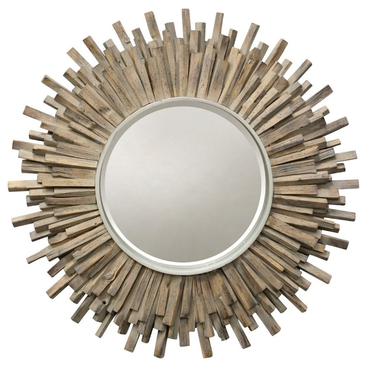 StyleCraft Mirrors Washed Wood Starburst Mirror