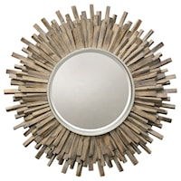 Washed Wood Starburst Mirror