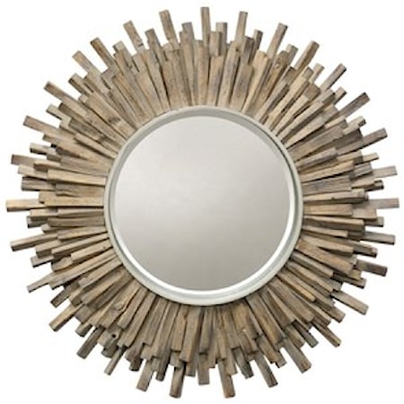 Washed Wood Starburst Mirror