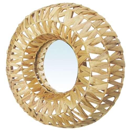 Woven Framed Circle Mirror