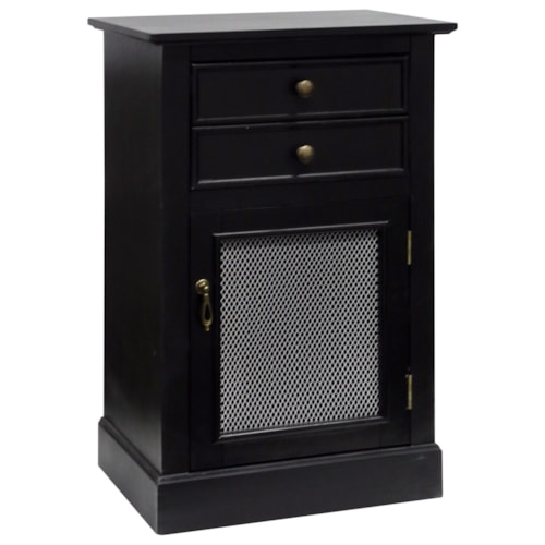 Black Accent Cabinet with Mesh Door