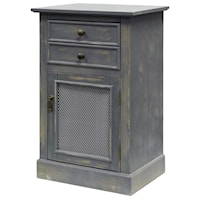 Weathered Gray Cabinet with Mesh Door and One Drawer