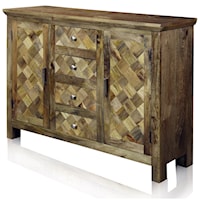 Solid Wood 2 Door 4 Drawer Sideboard