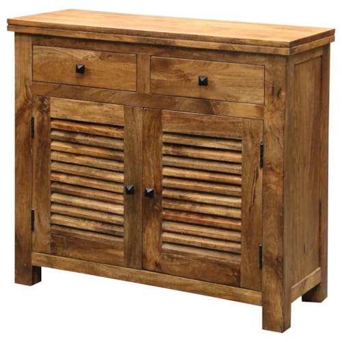 2 Drawer 2 Door Cabinet with Louver Style Door Panels