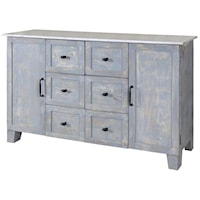 Braxton Distressed Gray Buffet with 6 Drawers and 2 Doors