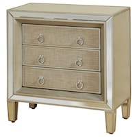 Mirrored 3 Drawer Chest with Linen Covered Drawers