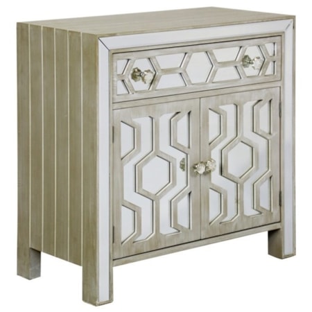 Distressed Wood and Mirror Cabinet