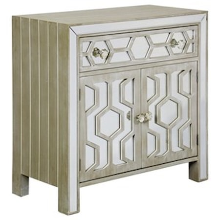 Distressed Wood and Mirror Cabinet