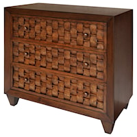 3 Drawer Cabinet with Solid Wood Woven Front