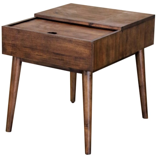 Rectangular End Table with Sliding Top and USB Port