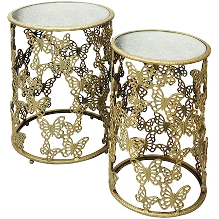 Gold 2 Piece Round Nesting Table
