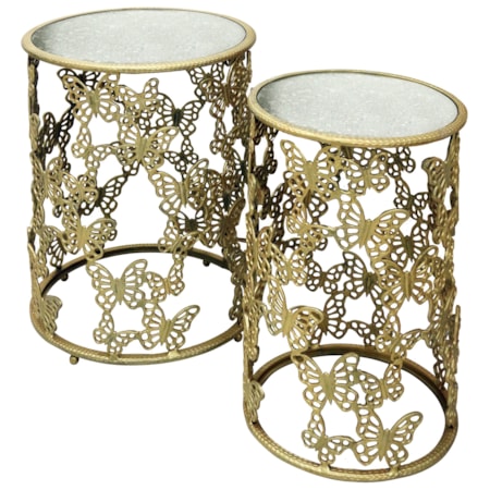 Gold 2 Piece Round Nesting Table