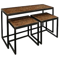 Set of 3 Industrial Occasional Tables - Includes Sofa Table, 2 End Tables